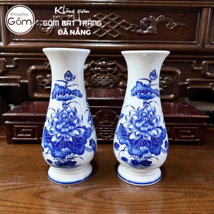 Bộ đồ thờ men lam họa tiết song long liên hoa tại Đà Nẵng BT-BĐT46 - Ảnh 2