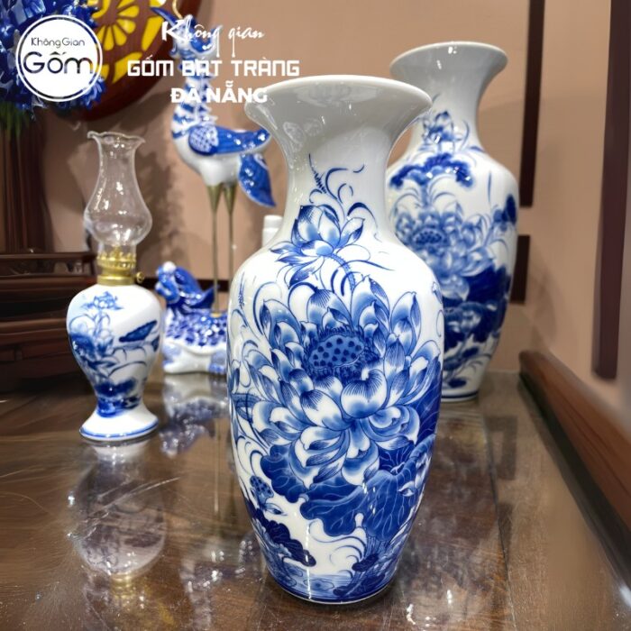 Bộ đồ thờ men lam có đỉnh hạc họa tiết song long liên hoa tại Đà Nẵng BT-BĐT21 - Ảnh 6