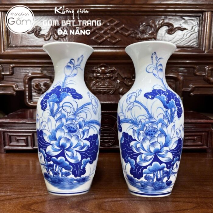 Bộ đồ thờ men lam họa tiết vân long phụng liên và liên hoa tại Đà Nẵng BT-BĐT129 - Ảnh 6