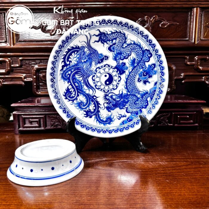 Bộ đồ thờ men lam họa tiết vân long phụng liên tại Đà Nẵng BT-BĐT94 - Ảnh 5
