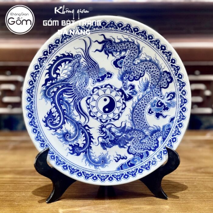 Bộ đồ thờ men lam họa tiết vân long phụng liên tại Đà Nẵng BT-BĐT51 - Ảnh 2