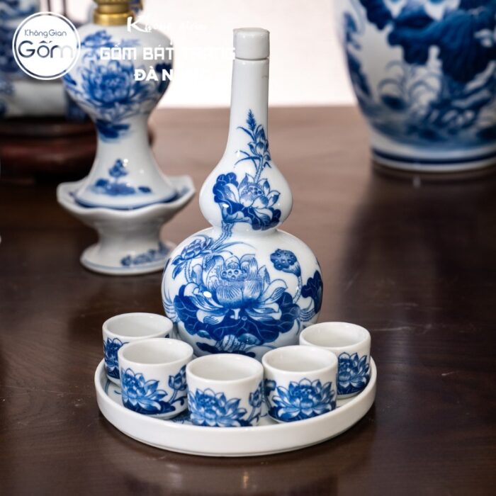 Bộ đồ thờ men lam có đỉnh hạc họa tiết song long liên hoa tại Đà Nẵng BT-BĐT17 - Ảnh 8