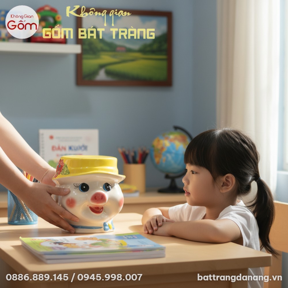 Một bàn tay người lớn đang nhẹ nhàng đặt chú He...