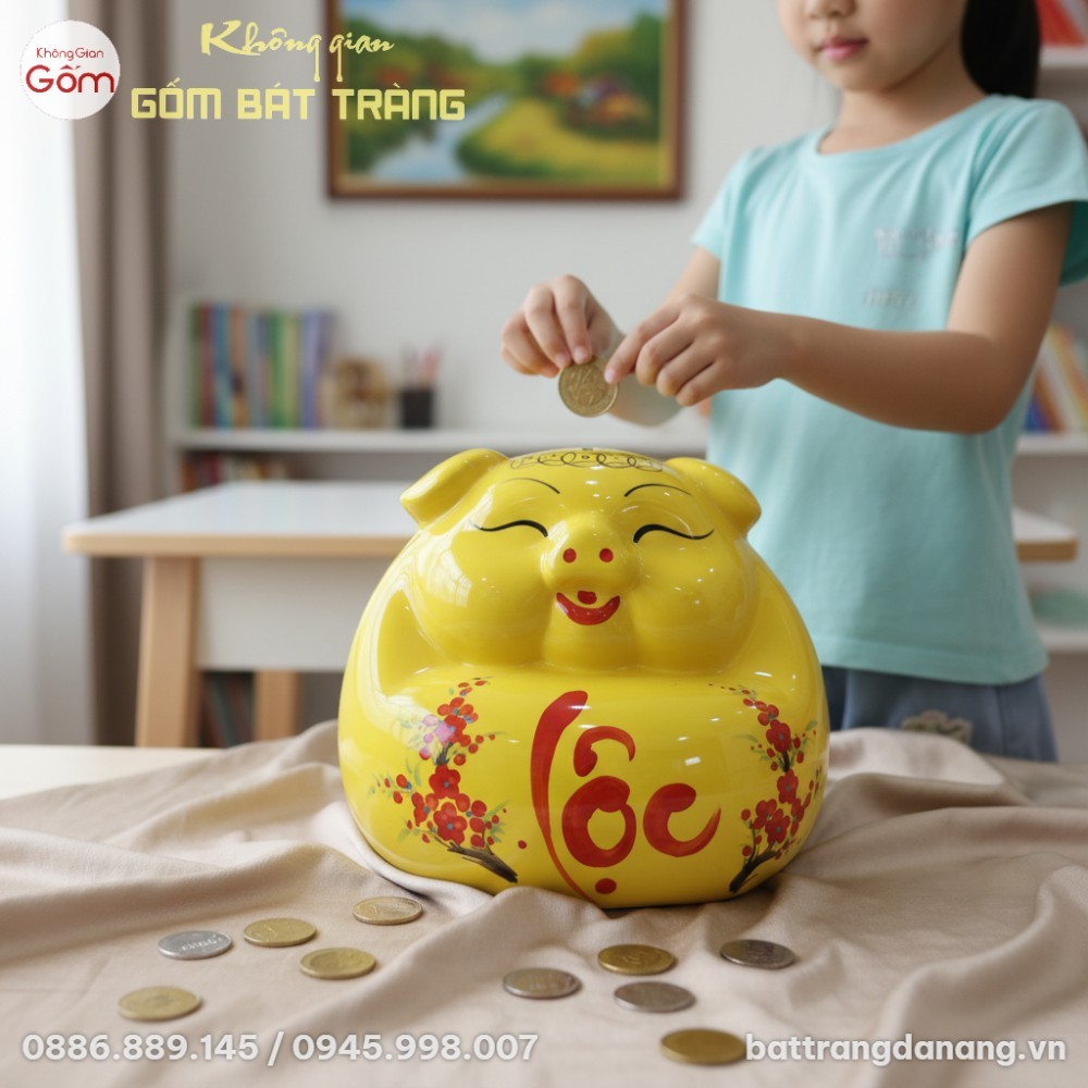 Chụp cận cảnh nghệ thuật chú Heo Đất Tài Lộc gố...