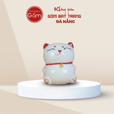 Ống tiết kiệm Bát Tràng hình mèo thần tài màu trắng - Ảnh đại diện