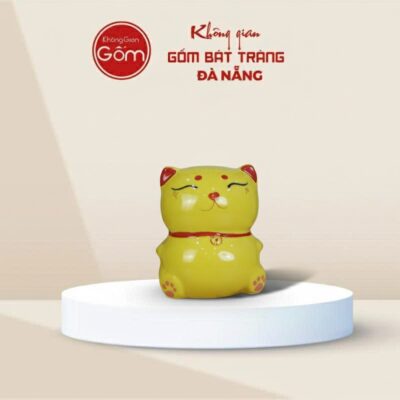 Ống tiết kiệm Bát Tràng hình mèo thần tài màu vàng - Ảnh đại diện