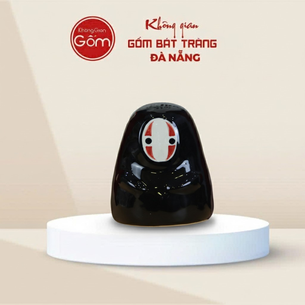 Ống tiết kiệm Bát Tràng hình vô diện màu đen