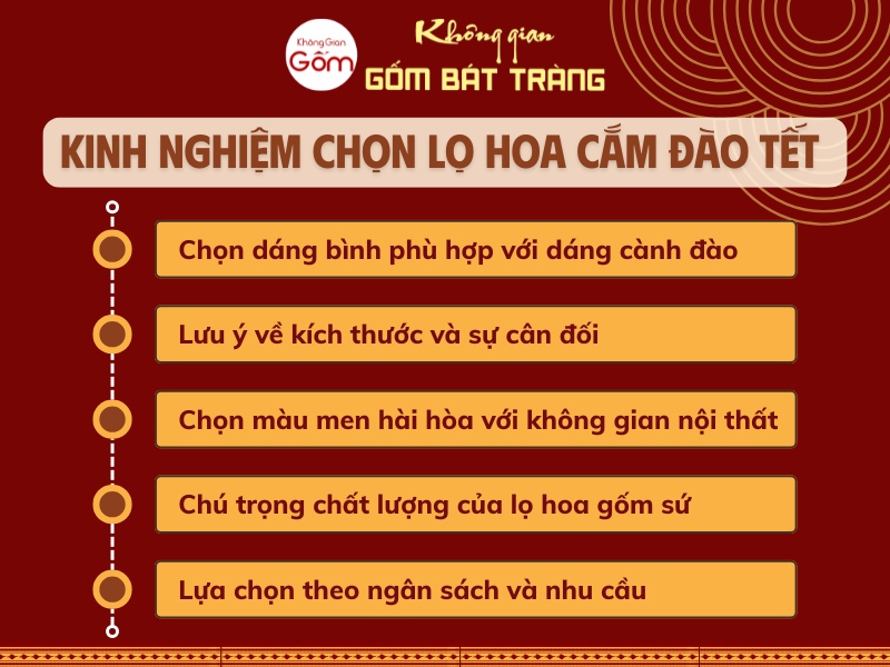 Kinh nghiệm chọn lọ hoa gốm sứ cắm đào Tết đẹp