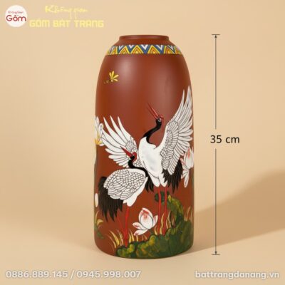 Kích thước Bình Hoa Dáng Chuông Họa Tiết Chim Hạc Hoa Sen BT-BH142