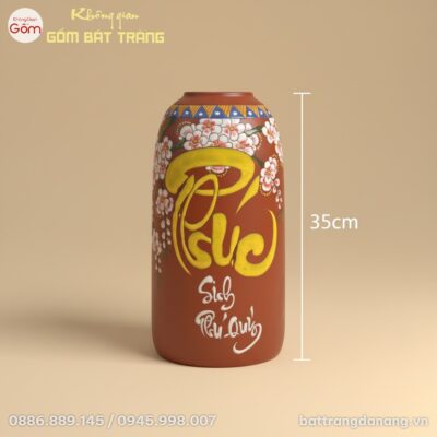 Kích thước Bình Hoa Dáng Chuông Họa Tiết Chữ