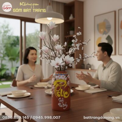 Một người trưởng thành lịch sự đang trao bình h...