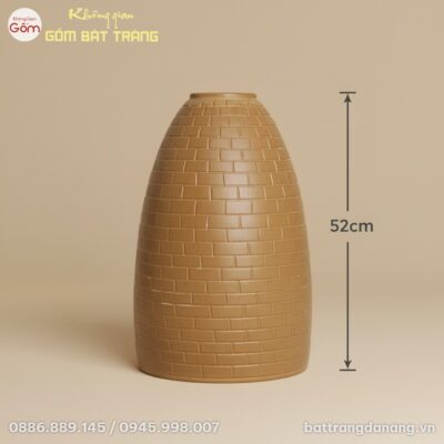 Kích thước Bình Hoa Dáng Chuông Men Vàng Họa Tiết Gạch Gốm Bát Tràng BT-BH148