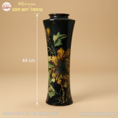 Kích thước Bình Hoa Men Xanh Bát Tràng Khắc Vẽ Hoa Tinh Xảo BT-BH161