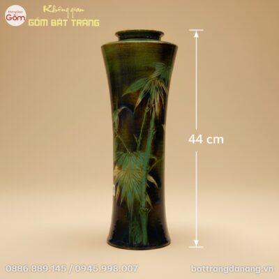Kích thước Bình Hoa Men Xanh Bát Tràng Khắc Vẽ Trúc Tinh Xảo BT-BH163