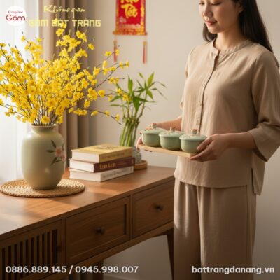 cận cảnh 1 phụ nữ Việt trang phục ở nhà thanh l...