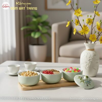 cận cảnh Một góc bàn trà ngày Tết thanh lịch tr...