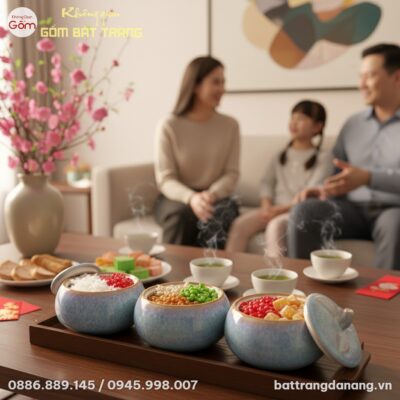 Góc nhìn từ trên cao xuống bàn trà gỗ trong khô...