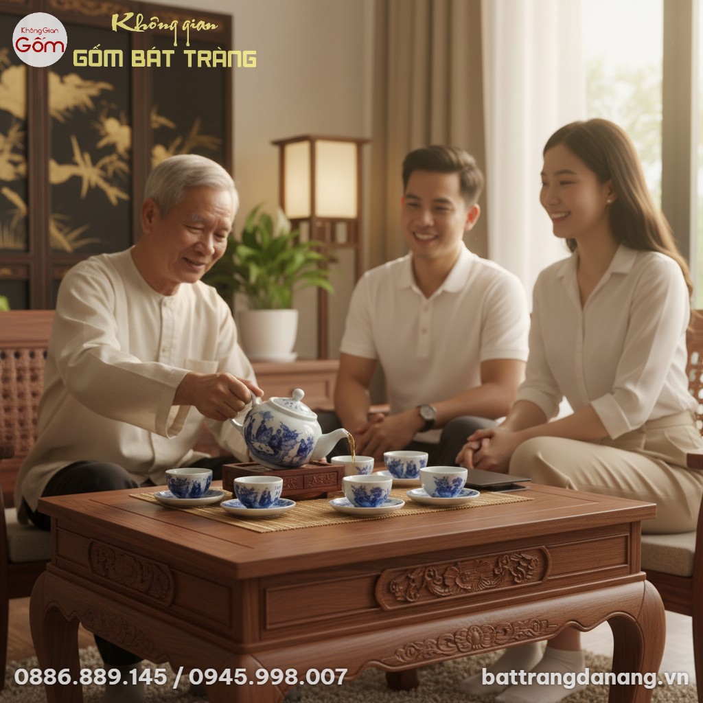 Cảnh gia đình Việt Nam quây quần bên nhau tại p...