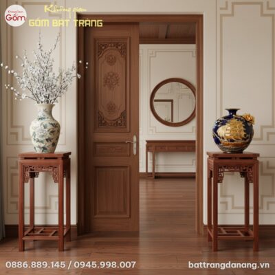 Cặp đôn triện vuông gỗ hương ta đối xứng hai bê...