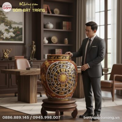 Chum ngâm rượu Trống Đồng dát vàng Bát Tràng lớ...