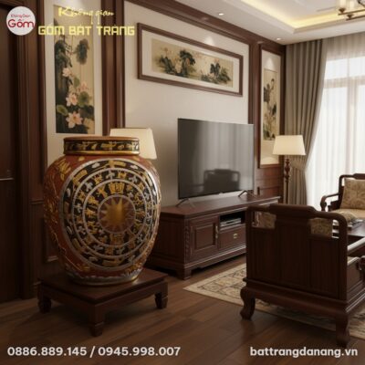 Chum ngâm rượu Trống Đồng dát vàng Bát Tràng lớ...