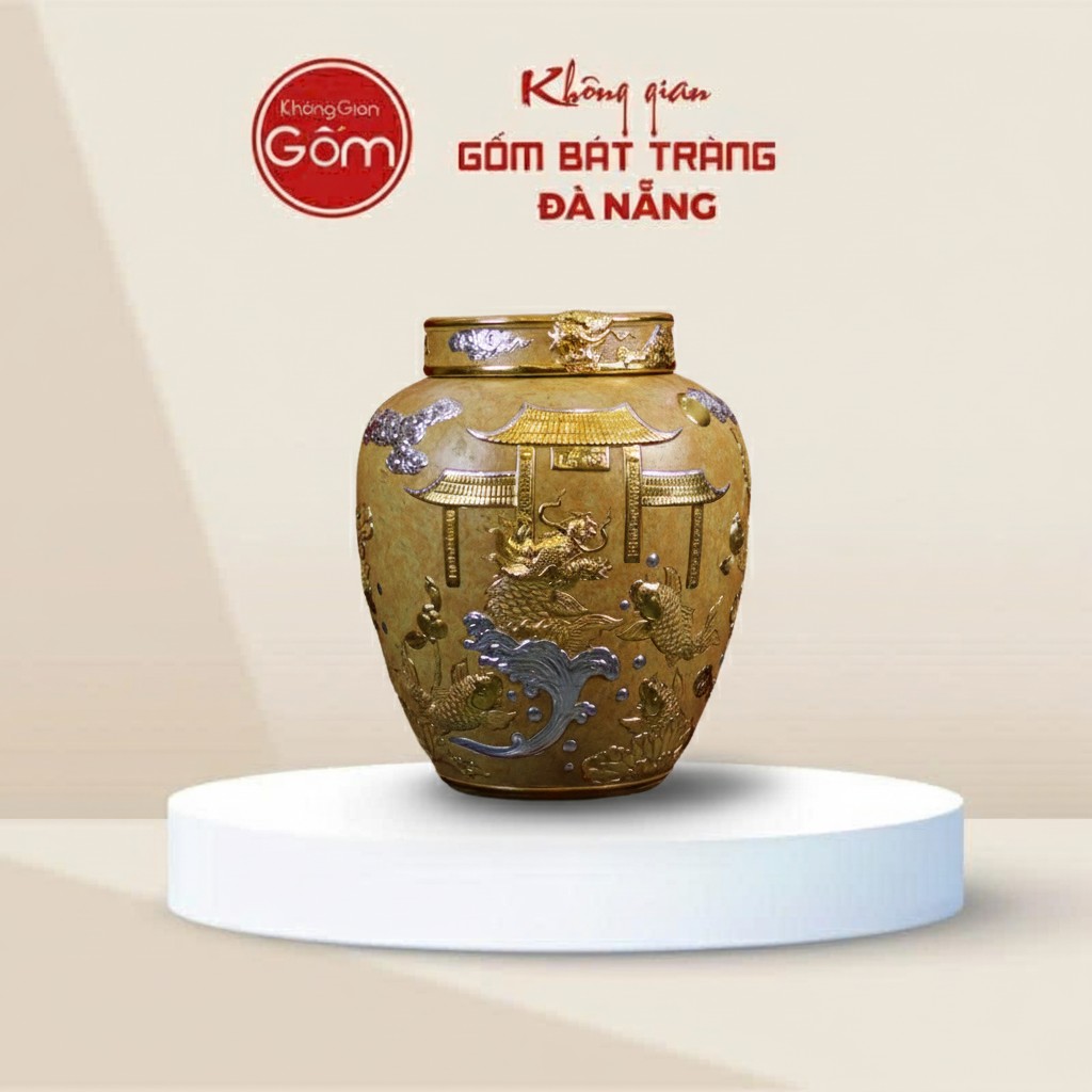 Chum Rượu Cá Chép Vượt Vũ Môn Dát Vàng Bạc 50 Lít BT-CR07