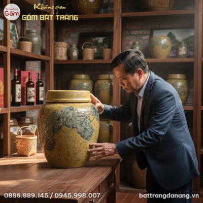 cận cảnh Gia chủ trung niên tỉ mỉ kiểm tra chum...