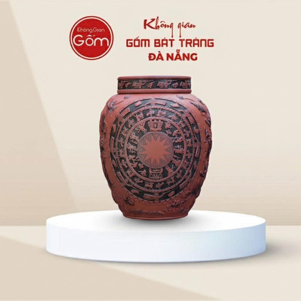 Chum Rượu Họa Tiết Trống Đồng Đông Sơn Bát Tràng BT-CR04