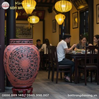 Chum rượu gốm Bát Tràng họa tiết trống đồng Đôn...