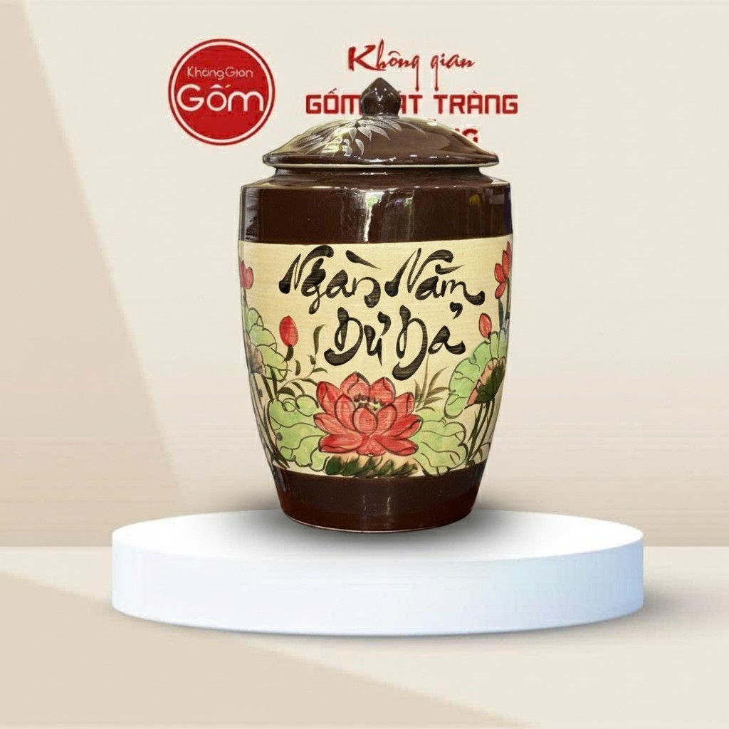 Chum Đựng Gạo Ngàn Năm Dư Dả Tráng Men Bát Tràng BT-HG06