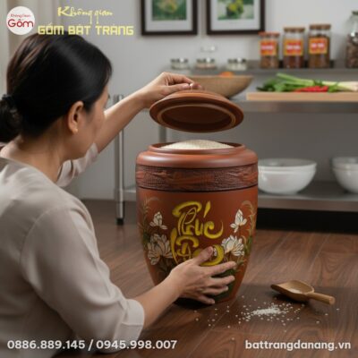 cận cảnh 1 người phụ nữ Việt Nam trung niên đan...