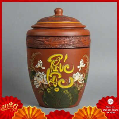 Hũ đựng gạo gốm Bát Tràng