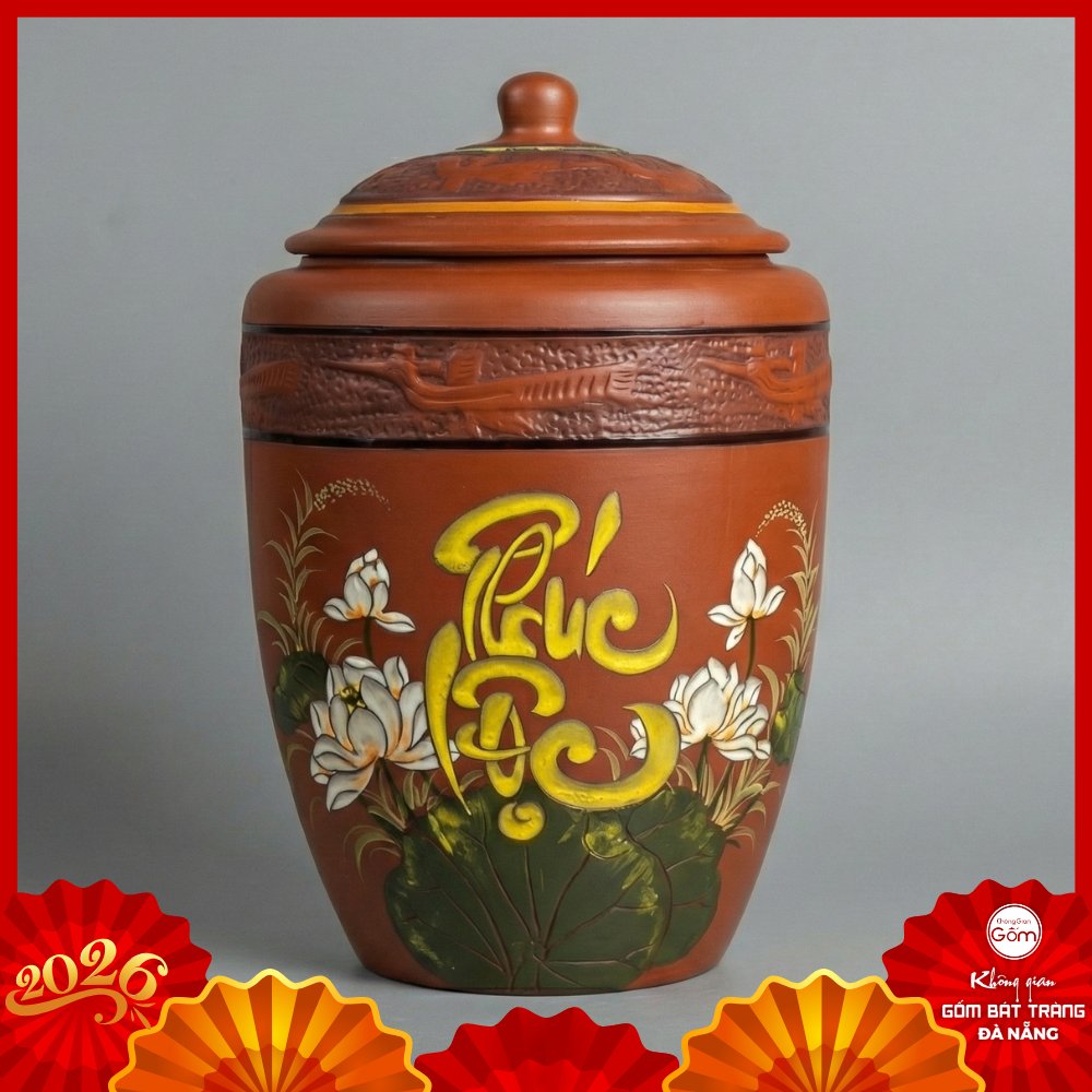 Hũ đựng gạo gốm Bát Tràng