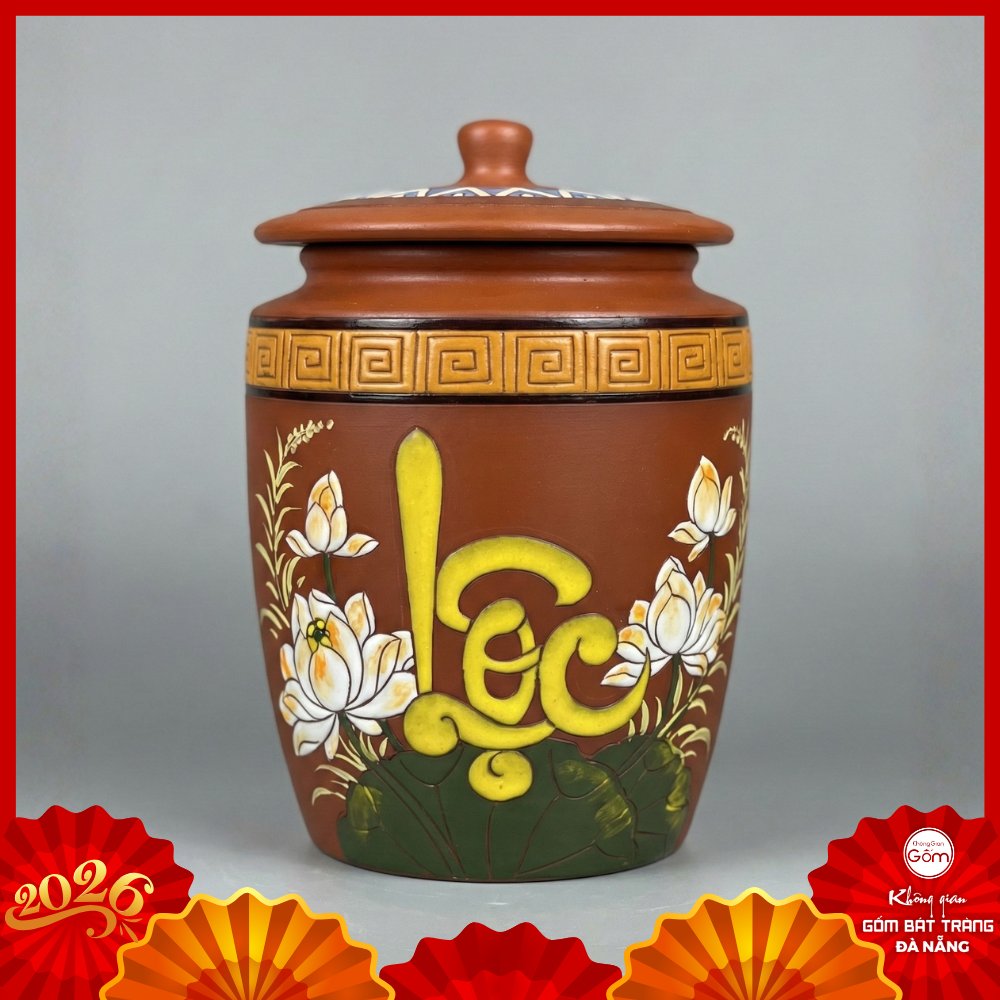 Hũ đựng gạo gốm Bát Tràng
