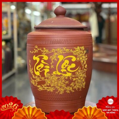 Hũ đựng gạo gốm Bát Tràng
