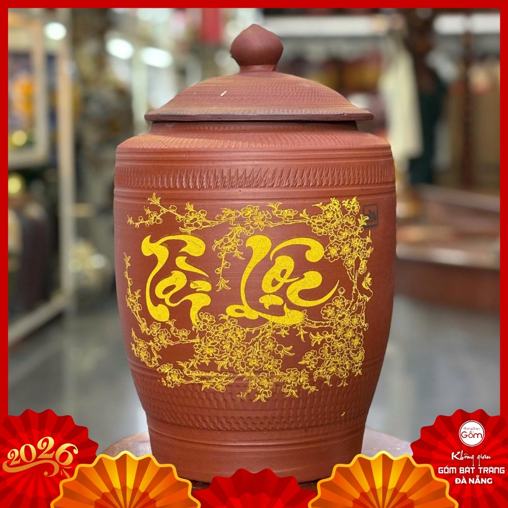 Hũ đựng gạo gốm Bát Tràng