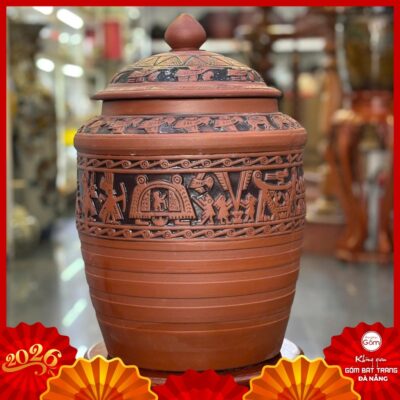 Hũ đựng gạo gốm Bát Tràng