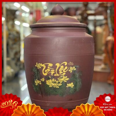 Hũ đựng gạo gốm Bát Tràng