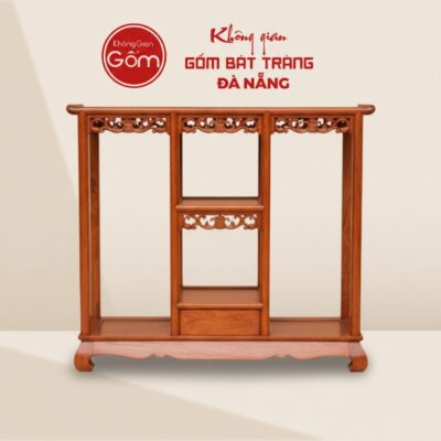 Kệ Gỗ Phẳng Trưng Bày Ba Khoang Chạm Khắc BT-DG04 - Ảnh đại diện