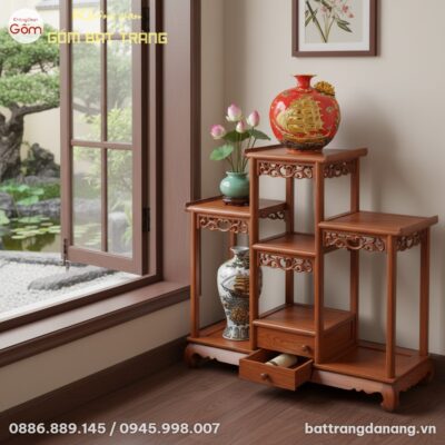 Góc thư phòng Việt tinh tế, Kệ Tam Cấp Gỗ BT-DG...
