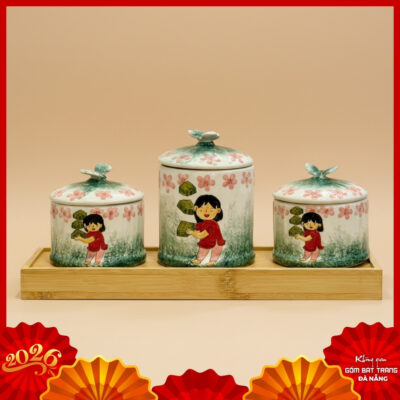 Hũ mứt gốm sứ Bát Tràng