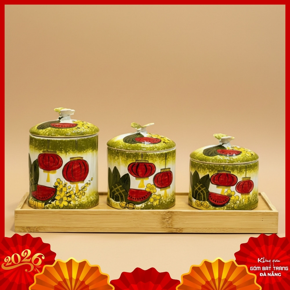 Hũ mứt gốm sứ Bát Tràng
