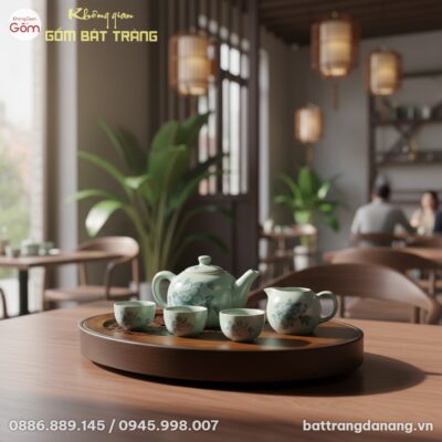 cận cảnh Khay trà gỗ BT-KT06 được đặt trang trọ...