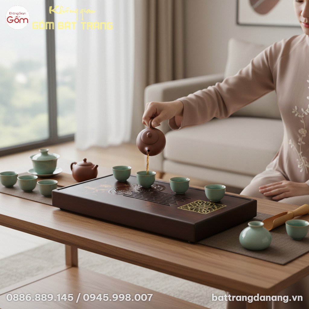 góc chụp từ trên cao xuống, cận cảnh Khay trà g...