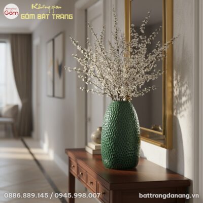 Lọ hoa dáng chuông men xanh họa văn vẩy cá Bát ...