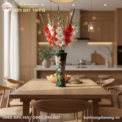 Lọ hoa men xanh Bát Tràng cao 44cm cắm hoa lay ...