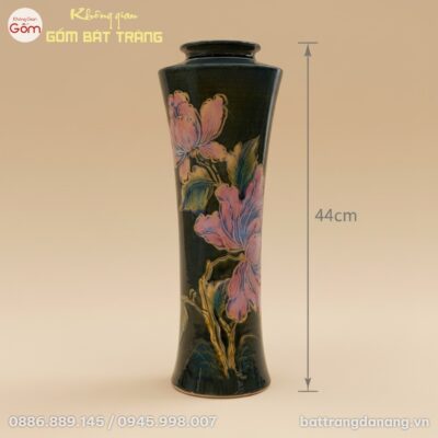 Kích thước Lọ Hoa Dáng Trúc Cao Men Xanh Vẽ Hoa Bát Tràng BT-BH162