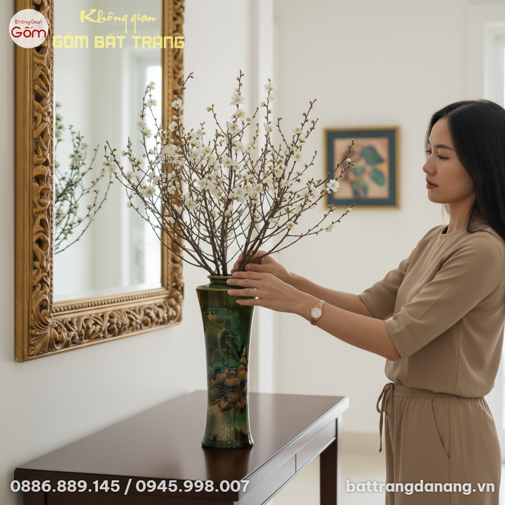 cận cảnh 1 người phụ nữ Việt Nam trang phục ở n...