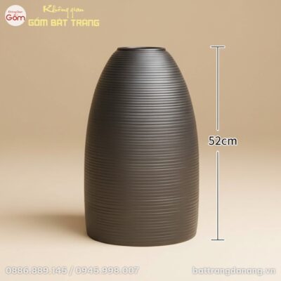 Kích thước Lọ Hoa Gốm Bát Tràng Dáng Chuông Vân Sọc Men Đen BT-BH141