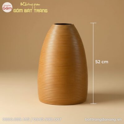 Kích thước Lọ Hoa Gốm Bát Tràng Dáng Chuông Vân Sọc Men Vàng BT-BH143